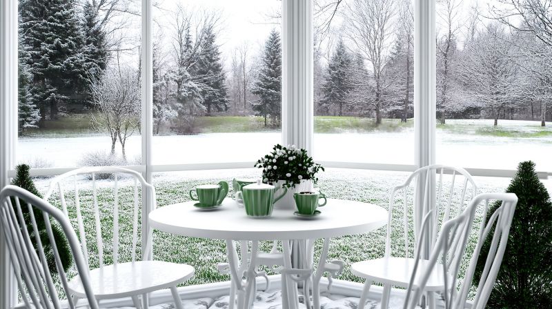 Sunroom with Snow